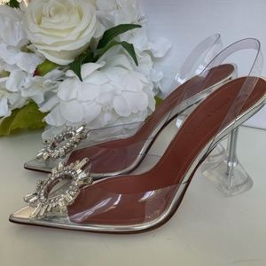 Amina Muaddi Begum Crystal Sling Back PVC